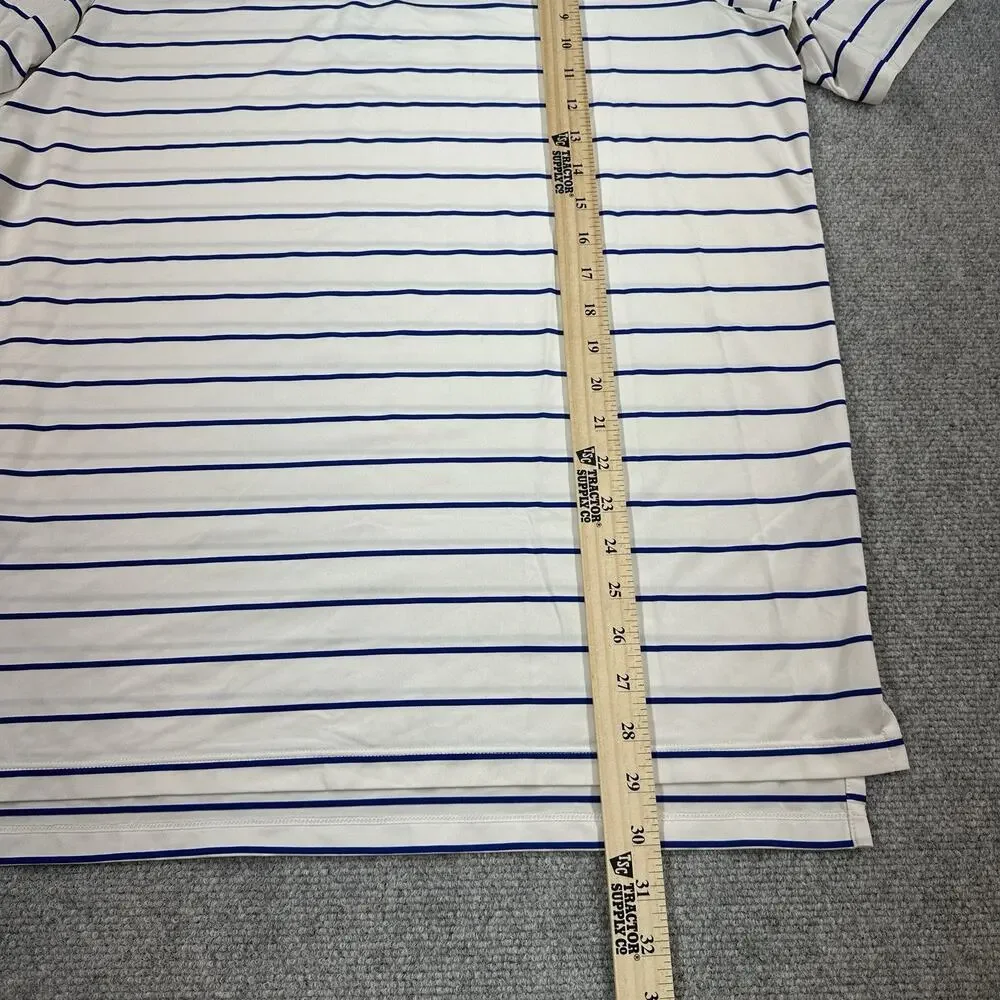 RLX Ralph Lauren Golf Polo Shirt Mens M White Blue Stripe Stretch Performance